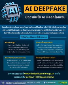 🚨 ตำรวจไซเบอร์เตือนภัย มิจฉาชีพใช้ AI DEEPFAKE หลอกให้โอนเงิน ⚠️