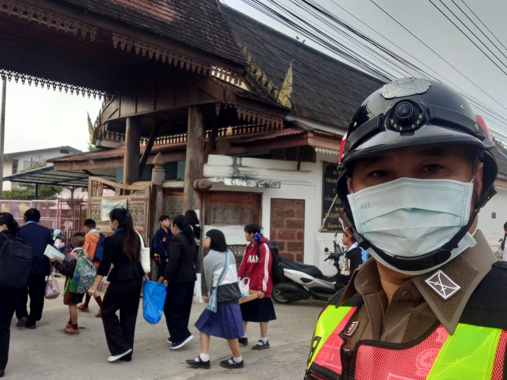 อำนวยความสะดวกและจัดการจราจร งานแข่งขันทักษะวิชาการ กลุ่มโรงเรียนเอกชน 1