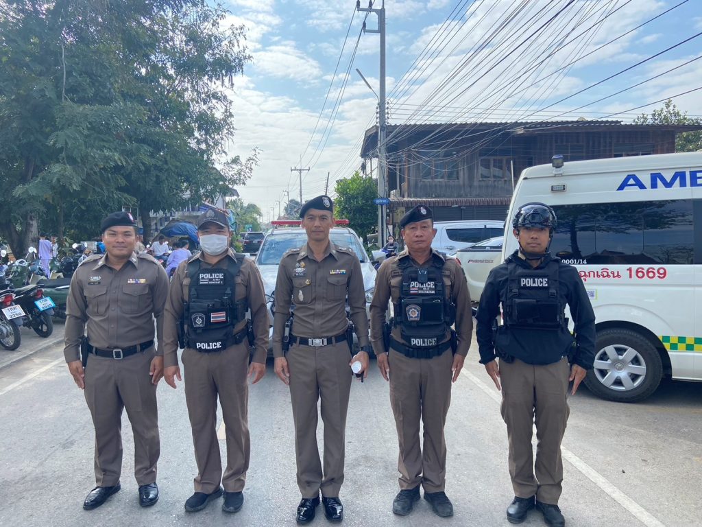 ชุดสายตรวจ รักษาความความปลอดภัย งานพิธีบำเพ็ญกุศลออกเมรุพระราชทานเพลิงศพ